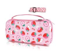 TIKOdirect Étui de transport pour Nintendo Switch et mode OLED, joli sac de voyage portable au design actualisé de l'intérieur rose avec une bandoulière réglable, rose