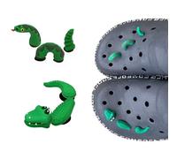 tikono Lot de 2 breloques (serpent, alligator) pour décoration de chaussures de sabots, épingles d'accessoires de chaussures en forme d'animaux pour cadeaux de fête de sabots