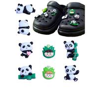 tikono Lot de 8 breloques 3D en plastique pour chaussures de panda - Décoration pour Crocs, sandales, sabots, Plastique