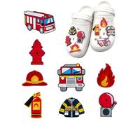 tikono Lot de 8 breloques en forme de chaussure de pompier, décorations sur le thème de la lutte contre les incendies pour garçons et filles, Small, Plastique, Pas de gemme