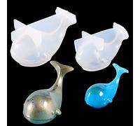 TikooTik 2 Pièces Moule en Silicone Alimentaire，Forme 3D Baleine et Dauphin ，Kit de Moulage Résine Époxy Pâte à Sucre pour Loisirs Créatifs DIY Animaux Marins(Moule baleine)