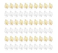 Tikplus Pendentif trèfle à quatre feuilles, porte-bonheur, petite breloque en métal pour bracelet, cadeau d'adieu, pendentif de clé, Acier allié