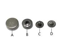 TikTako 50set 10/12/15/17/20mm Bouton en métal Vêtements Coudre Boutons-Pression, Black Gun, 20mm