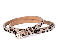 TikTako Femmes Ceinture fine en cuir taille de couleur unie ou Hanches Ornement 10 Tailles 1.52cm large Leopard Baudrier Cummerbund Ladies