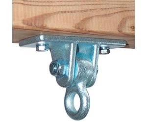 TikTakToo Lot de 2 crochets de balançoire avec plaque 130 x 50 mm / articulation de balançoire sur roulement en laiton avec plaque de montage pour la balançoire ou crochet de plafond