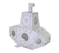 Tiktaktoo Maison Jouet en Carton Sous-Marin avec Son et Lumière - Cabane de Jeu à Dessiner Et Décorer Comprenant Crayons