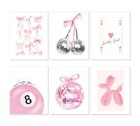 TikTok Lot de 6 affiches décoratives de chambre à coucher Coquette, affiches esthétiques pour chambre, motif disco rose, 8 ballons, affiches murales tendance et mignonnes pour adolescentes, dortoir