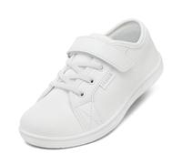 TIKVAW Little/Big Chaussures pieds nus respirantes pour enfant garçon et fille Chaussures légères et larges pour l'intérieur et l'extérieur, Entièrement blanc, 2 Wide Big Kid