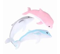 Tikwisdom Lot de 3 animaux en peluche dauphin, dauphin, coussin en peluche, poupée super douce, animal marin, jouet en peluche pour enfants, cadeau (bleu, rose, gris) 50 cm