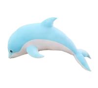 Tikwisdom Peluche dauphin, coussin en peluche, poupée super douce, jouet marin en peluche pour enfants, cadeau (bleu, 50 cm de long)