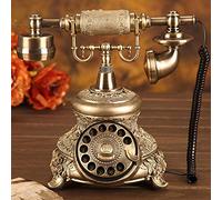 Tikwisdom Téléphone fixe imitation laiton, vintage, style ancien cadran rotatif téléphone hôtel/centre commercial/bijoux maison/maison et bureau résine téléphone élégant et de bon goût 109