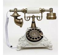 Tikwisdom Vintage Blanc Résine Imitation Cuivre Rotary Rétro Démodé Cadran Rotatif Maison et Bureau Téléphone Maison Salon Décor