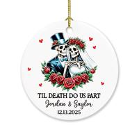 Til Death Do Us Part Décoration de Noël 2025, squelette personnalisé Mr & Mrs pour marié, marié, jeunes mariés, noms personnalisés, décoration de couple squelette, cadeau pour mari, épouse