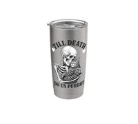 Til Death Do Us Part Skeleton Hugging Cat Halloween Costumes Gobelet isotherme en acier inoxydable double paroi