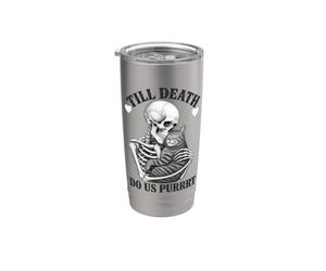 Til Death Do Us Part Skeleton Hugging Cat Halloween Costumes Gobelet isotherme en acier inoxydable double paroi