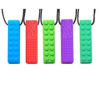 Tilcare Chew Chew Collier à Macher - Meilleurs collier à macher pour les enfants autistes - colliers à mâcher en silicone durables et solides - Pendentif à mâcher pour garçons et filles (5-Pack)