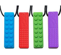 Tilcare Chew Chew - Collier à Macher Sensoriel pour Enfants Autistes - Silicone Durable et Sécurisé - Pendentif à Macher pour Garçons et Filles - Bleu, Vert, Violet, Rouge