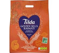 Tilda Riz basmati Golden Sella 4 x 5 kg - Basmati de qualité supérieure pré-amorti | Grains extra longs | Non collant & aromatique | Idéal pour Biryani, curry, pilaf avec autocollant Kajal