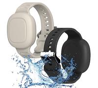 Tile Mate Lot de 2 Supports de Bracelets étanches en Silicone Souple pour Enfant/Adolescent/Personnes âgées (Noir + Flocons d'avoine)