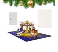 TILEZE Carte pop-up avec scène de la crèche | Carte religieuse 3D avec enveloppes | Cartes de Noël, cartes de vœux pop-up pour célébrer le vrai sens de Noël
