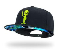 tilgomedal Snapback Chapeaux pour hommes réglable Flat Bill Hat Unisexe Casquettes de baseball, Alien noir, L/XL