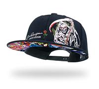 tilgomedal Snapback Chapeaux pour hommes Skull Broderie Réglable Solide Flat Bill Hat Unisexe Casquettes de baseball, Faucheuse Bk F, L/XL