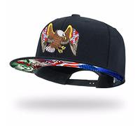 tilgomedal Snapback Chapeaux pour hommes Skull Broderie Réglable Solide Flat Bill Hat Unisexe Casquettes de baseball, Drapeau aigle noir 4, L/XL