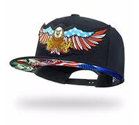 tilgomedal Snapback Chapeaux pour hommes Skull Broderie Réglable Solide Flat Bill Hat Unisexe Casquettes de baseball, Drapeau aigle noir 1, L/XL