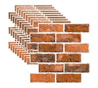 Tilizan 10 pièce Sticker Mural en Briques 3D, Panneaux Muraux Autocollants, Plaque PVC Murale, Impermeabili, 29,5 x 29,5cm Revêtement Extérieur en Brique Rouge, Pour Chambre, Salon, Cuisine (Rouge)