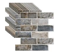 Tilizan 10 pièce Sticker Mural en Briques 3D, Panneaux Muraux Autocollants, Plaque PVC Murale, Impermeabili, 30 x 30cm Brique Aspect Pierre Panneaux Muraux, Pour Chambre, Salon, Cuisine