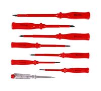 TILL. - Coffret 8 tournevis gainés avec testeur 250V | Plats 3-4-5,5-6,5 mm | Cruciformes PH0-PH1-PH2 | Tournevis testeur plat 140 mm | Bricolage sûr et précis