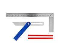 TILL. - Kit de traçage sur bois | Équerre 30 cm, fausse équerre 25 cm, 2 crayons menuisier | Outils précis pour traçage menuiserie et bricolage