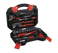 TILL. - Mallette à outils 52 pièces | Douilles 3/8'' 8-22 mm | Clé à cliquet réversible | Pince, tournevis et embouts CrV | Coffret complet bricolage
