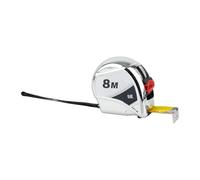 TILL. - Mètre ruban 8 m x 25 mm | Boîtier métallisé robuste | Double système de blocage | Clip ceinture & dragonne | Ruban à retour automatique
