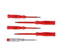 TILL. - Tournevis gainés et testeur 250 V | Coffret 5 pièces : plats 3-4 mm, PH0-PH1, testeur plat | Sécurité et précision | Bricolage quotidien