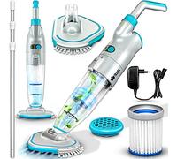 tillvex Aspirateur de Piscine avec Batterie | Aspirateur de Sol télescopique électrique | Nettoyeur de Piscine (avec Manche télescopique de 3,60 m, Bleu - Jusqu'à 15 m³ (15000 litres))