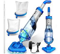 tillvex Aspirateur de Piscine avec Batterie & Manche télescopique + Filtre | Aspirateur de Piscine électrique | Nettoyeur de Piscine avec Filtre & autonomie de 60 Min (Bleu/Gris)