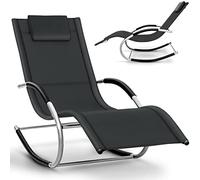 tillvex Chaise longue de jardin pliable | Chaise longue inclinable résistante aux intempéries | Chaise longue oscillante 150 kg | Chaise longue respirante (anthracite)