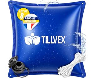 tillvex® Coussin Hivernage Piscine 8x120x120cm + Corde 12m & Kit Réparation | Coussin d'air hivernage piscine, résistant gel & chlore jusqu'à -20°C | Valve à vis incluse | Protection piscine hiver