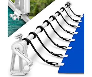 tillvex Dérouleur pour Piscine 1,05-6,15 m | Système d'enroulage pour bâche Solaire | Dispositif d'enroulement pour Les bâches de Protection et couvertures de Piscine | avec Pattes de Fixation