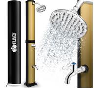tillvex Douche solaire | Noir / Or | 35 L| avec capot de protection | Douche de jardin eau chaude | Douche de piscine camping