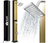 tillvex Douche solaire | Noir / Or | 40 L| avec capot de protection | Douche de jardin eau chaude | Douche de piscine camping