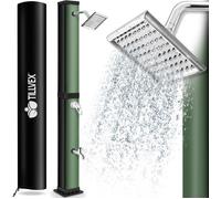tillvex Douche solaire | Noir / Vert | 40 L| avec capot de protection | Douche de jardin eau chaude | Douche de piscine camping
