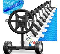 tillvex Enrouleur de Piscine 3-5,70 m avec pneus Pleins avec Thermomètre & Pattes de Fixation| Système d'enroulement pour bâche Solaire | Dispositif de déroulement pour bâche et Couverture de Piscine