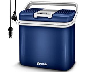 tillvex Glacière électrique 24L | Mini-frigidaire 230 V et 12 V pour Camping avec Voiture | refroidit et réchauffe |Mode ÉCO (Bleu)
