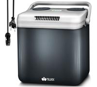 tillvex® Glacière électrique 32L Gris | Mini réfrigérateur 230V et 12V pour Voiture, Camping | Refroidit et réchauffe | Mode ECO