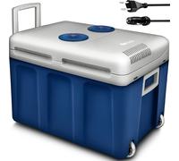 tillvex Glacière électrique 40L bleue avec roulettes | Mini-réfrigérateur 230 V et 12 V pour voiture camping | refroidit & réchauffe | mode ECO