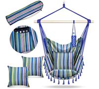 tillvex Hamac Chaise Suspendu + 2 Coussins | Chaise à Franges avec Porte-Boisson - Intérieur et Extérieur | Hamac Siége de Suspension, Balançoire pour Balcon, Jardin, Terrasse