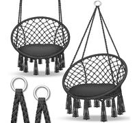 tillvex Hamac Chaise Suspendu 200kg | Chaise Relax à Franges - Intérieur et Extérieur | Hamac avec Coussins Confortables de Siége | Kit de Suspension