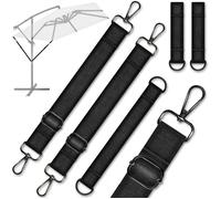 tillvex Kit de fixation contre le vent pour parasol déporté jusqu'à Ø 400 cm | Lot de 5 pièces avec mousquetons | Noir